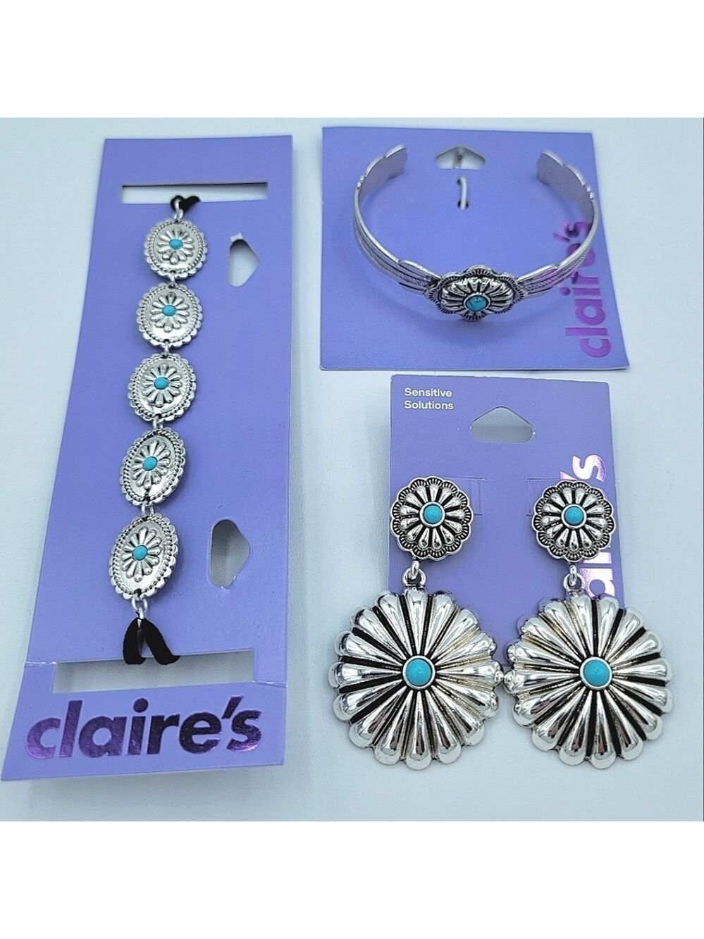 Claire's Silver & Turquoise Jewelry Set #0014